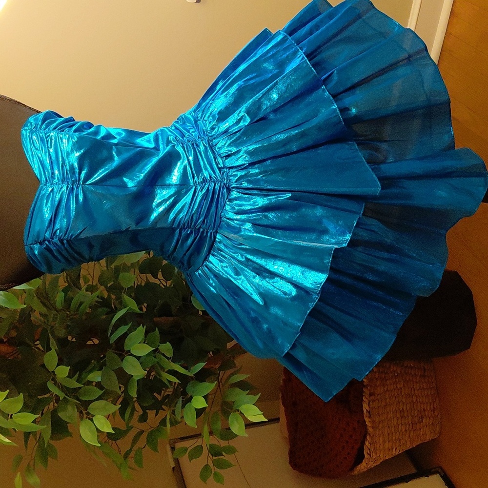 EUC VINTAGE Blue Metallic Prom, Party, Disco Dress